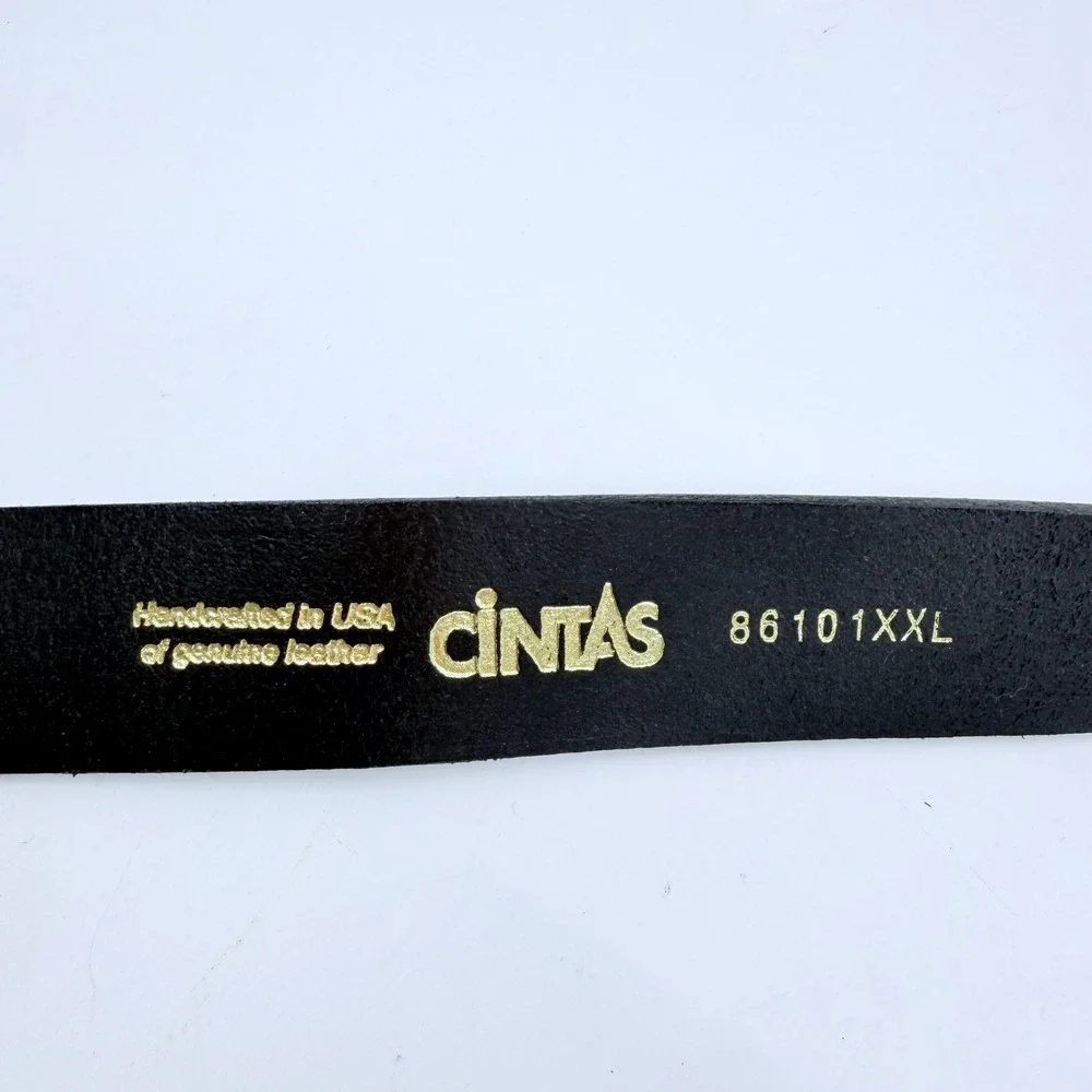 Cintas‎ Mens Black Genuine Leather Belt Silver Buckle USA Made 86101XXL XXL